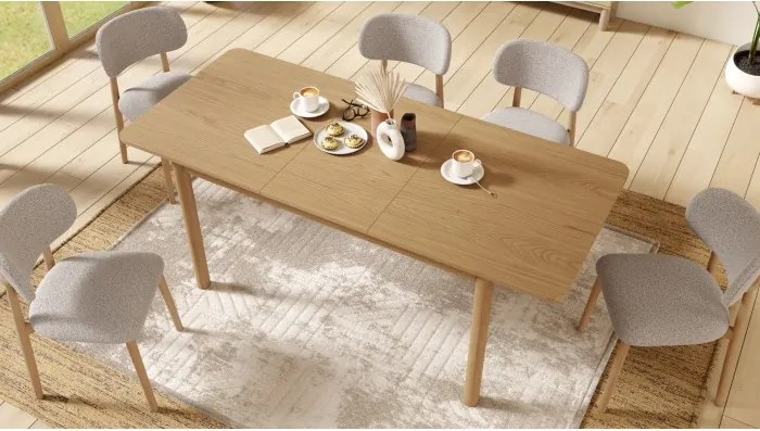 АЛMО Бежово лате (тъкан Монза 60)/рамка лакиран дъб - ДЪРВЕН СТОЛ БУКЛЕ ЗА ДНЕВНА, ТРАПЕЗАРИЯ, КУХНЯ РЕТРО