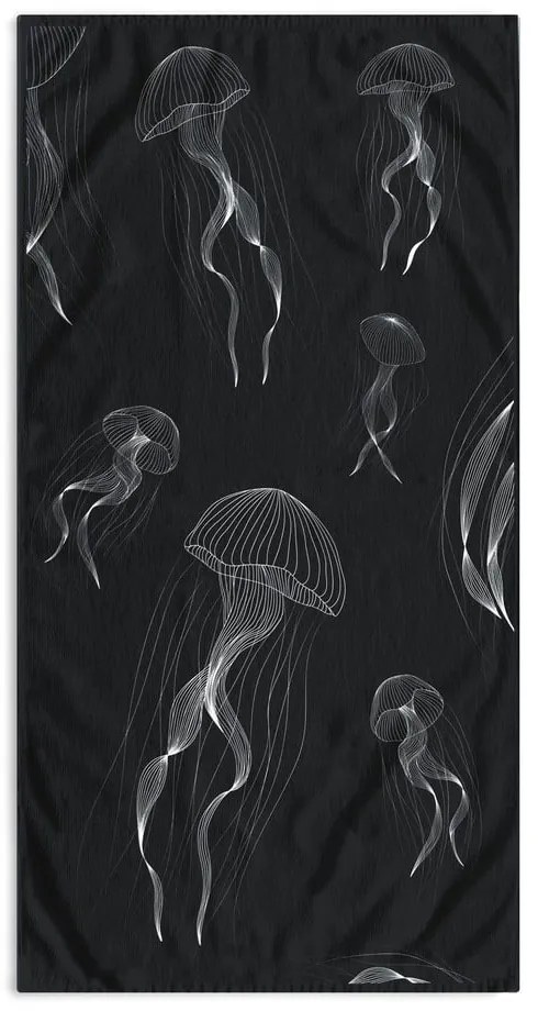 Черно-бяла плажна кърпа 90x180 cm Jellyfish - DecoKing