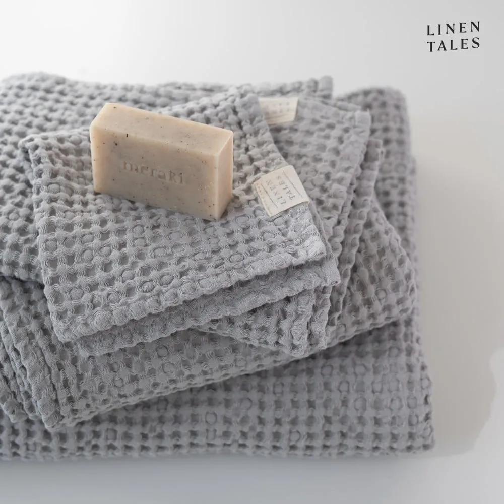 Светлосиви кърпи и хавлии за баня в комплект от 3 Honeycomb - Linen Tales