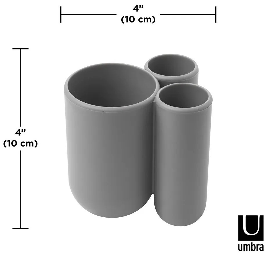 Сива пластмасова чаша за четки за зъби Touch - Umbra