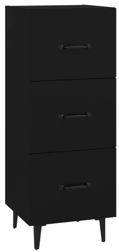 812349 vidaXL Сайдборд, черен, 34,5x34x90 см, инженерно дърво