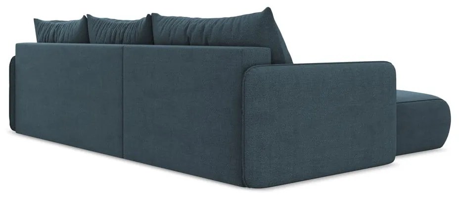Син разтегателен ъглов диван с място за съхранение (ляв ъгъл) Nanea – Makamii