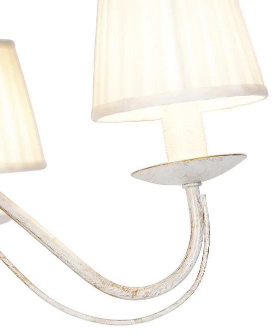 Полилей бял с плисирани кремави абажури с клипс 5-светлина - Giuseppe