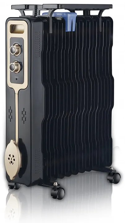 Радиатор ZEPHYR ZP 1971 G11, 2500W, 11 ребра, 3 степени, Поставка за дрехи, Регулируем термостат, Черен