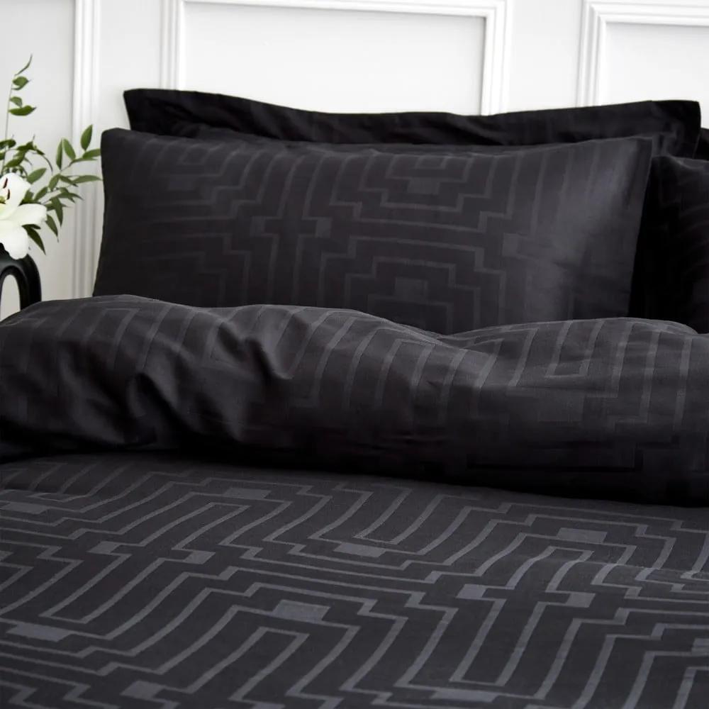 Черно памучно спално бельо от сатен за двойно легло 200x200 cm - Bianca