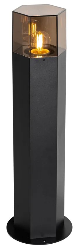 Подова лампа за външна употреба черна с димен абажур шестоъгълник 50 см - Denmark