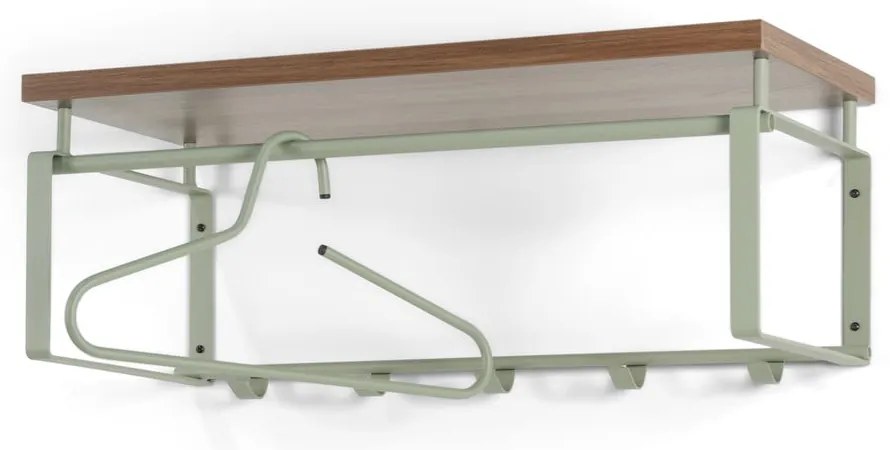 Кафява/сиво-зелена метална стенна закачалка с рафт 70 cm Rex – Spinder Design