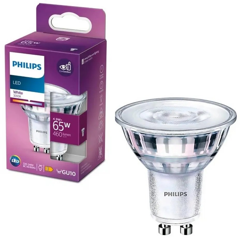 LED Крушка Philips PAR16 GU10/4,9W/230V 3000K