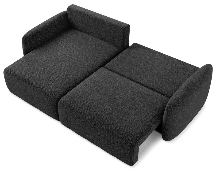 Черен разтегателен ъглов диван с място за съхранение (ляв ъгъл) Kalena – Makamii