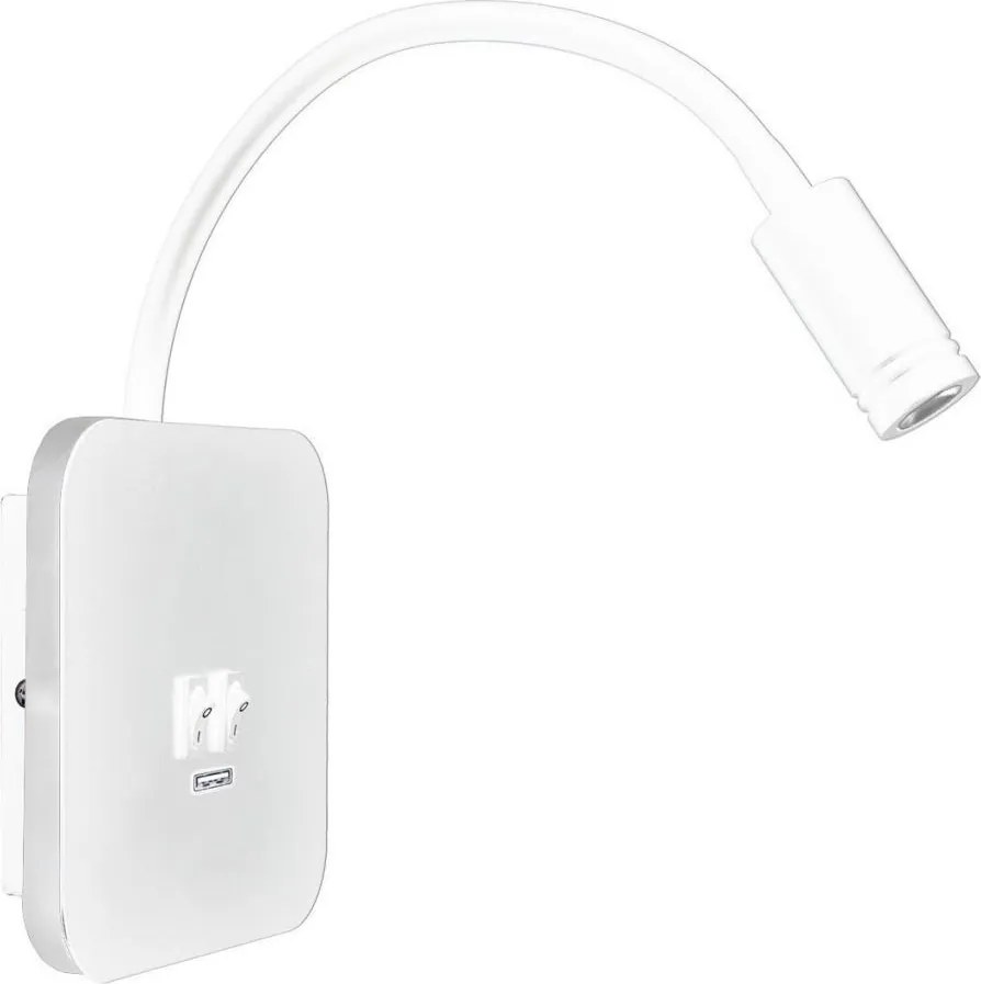 LED гъвкава стенна лампа с USB BASE LED/8W + LED/2W/230V бяла