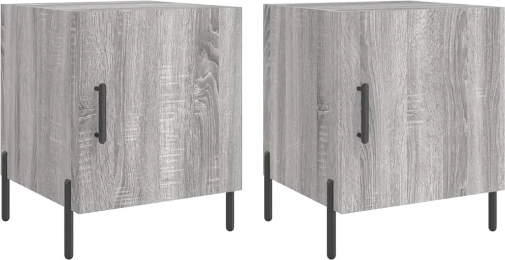 827593 vidaXL Нощни шкафчета, 2 бр, сив сонома, 40x40x50 см, инженерно дърво