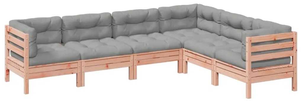 3299461 vidaXL Градински комплект с възглавници, 6 части, дугласка ела масив