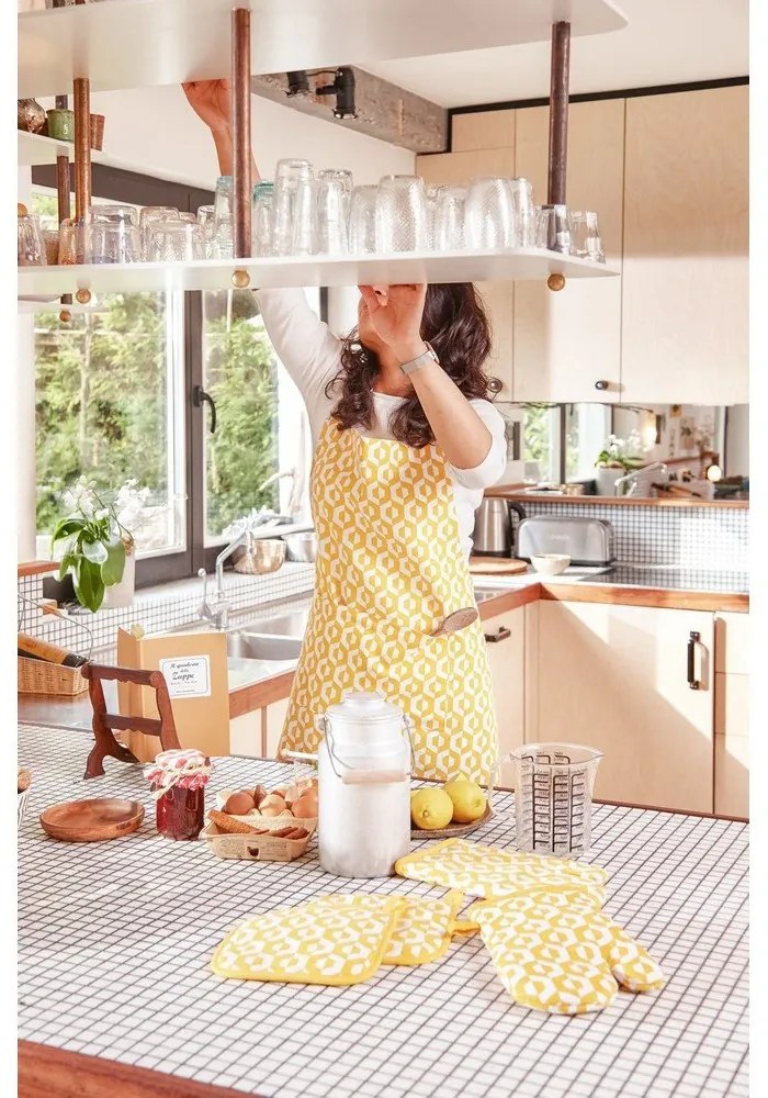 Комплект от 2 жълти памучни кърпи за съдове Hexagon Geo - Tiseco Home Studio