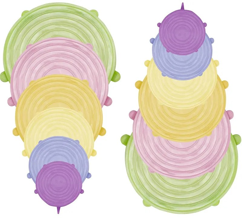 Комплект силиконови капаци Beper C102COC101, 6.5-20.5 см, Tемпература от -20 до +230C, Без BPA, Многоцветен