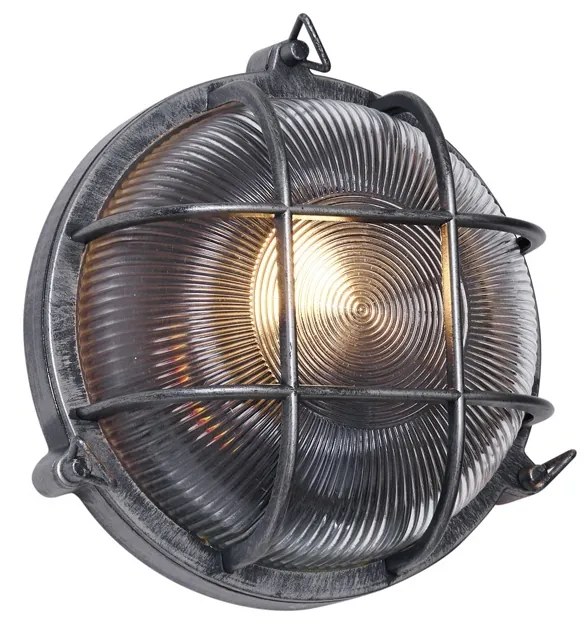 Външна Стенна Лампа Сребриста Кръгла IP44 - Noutica