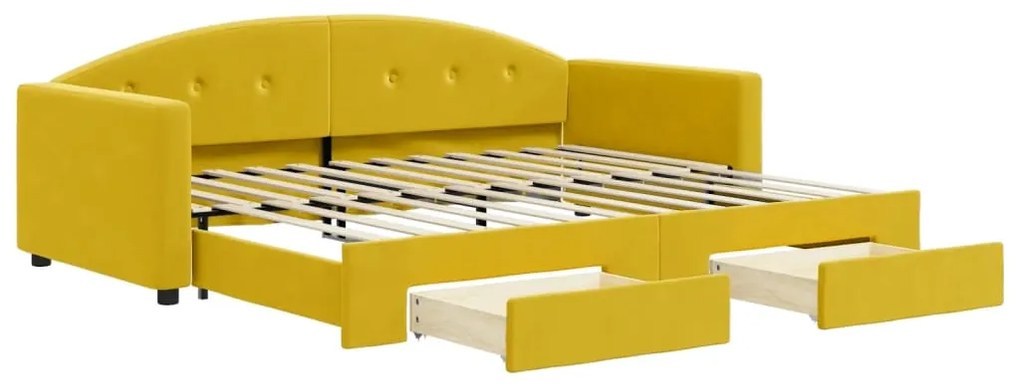 3197354 vidaXL Канапе с изтеглящо легло и чекмеджета жълто 90x200 см кадифе