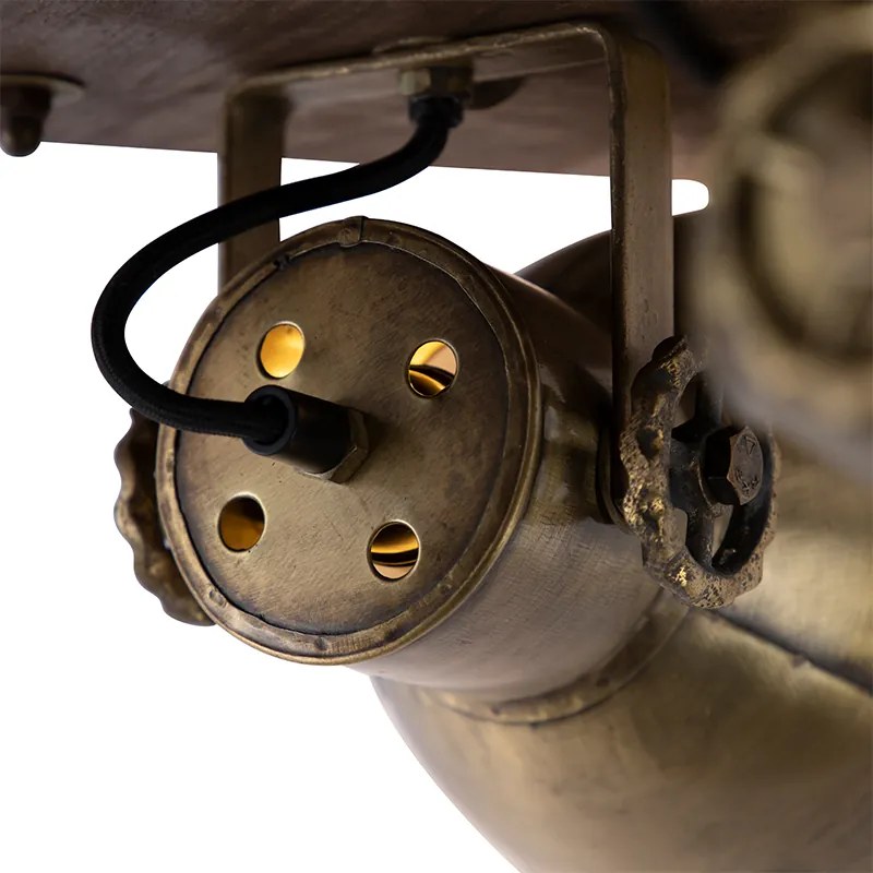 Таванна лампа бронз с дърво 3-светлина - Mangoes