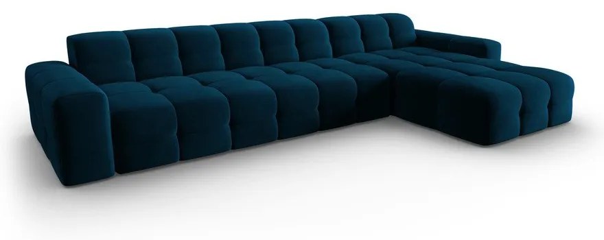 Тъмносин ъглов диван от кадифе (десен ъгъл) Kendal - Micadoni Home