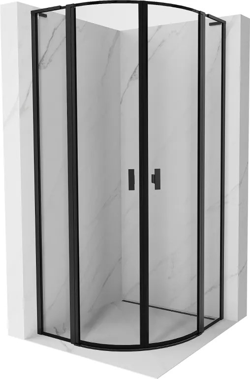Mexen Mist L полукръгла душ кабина, 100 x 100 cm, черна рамка, черна - 8A32L-100-100-70-70