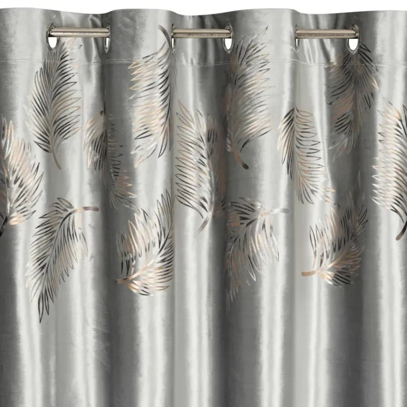 Затъмняваща кадифена завеса с фина шарка - сива Ширина: 140 см | Дължина: 250 см