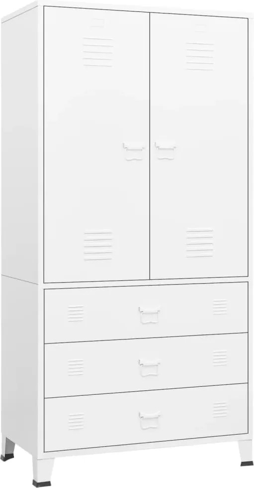 339614 vidaXL Индустриален гардероб, бял, 90x50x180 см, метал