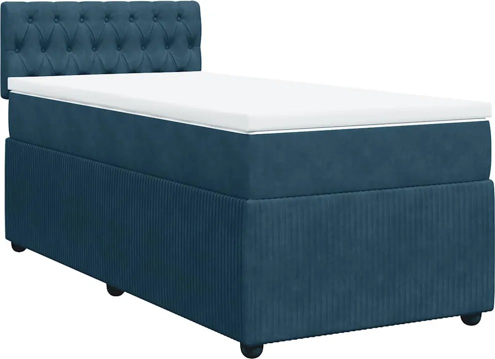 3287648 vidaXL Боксспринг легло с матрак, синьо, 90x200 см, кадифе