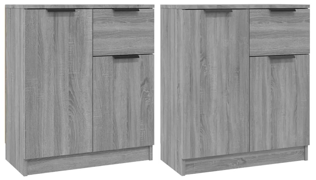 3115818 vidaXL Сайдборди, 2 бр, Сив сонома, 60x30x70 см, инженерно дърво