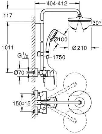 Душевая система Grohe Tempesta 210 II