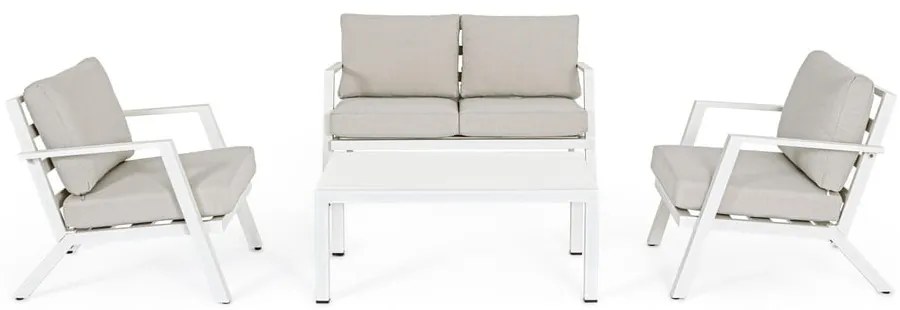 Бял алуминиев градински комплект от за отдих за 4 Harley – Bizzotto