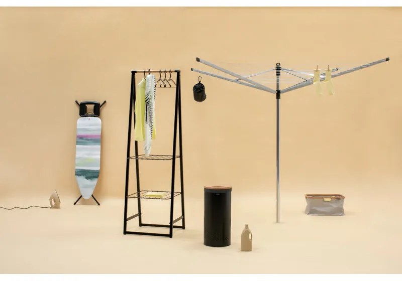 Кош за пране Brabantia 1000825, 35 л, Корков капак, Пълнене без отваряне, Вентилационни отвори, Черен