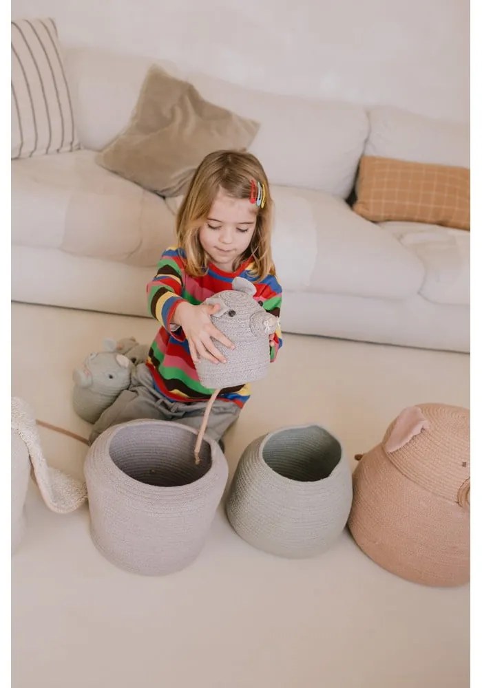 Сива текстилна детска кошница за играчки ø 15x15 cm Mini Renata the Rat – Lorena Canals
