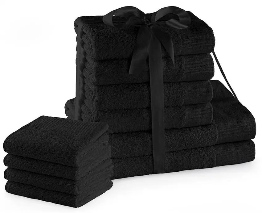Черни памучни хавлии и кърпи за баня в комплект 10 бр. от тери Amari – Restilo