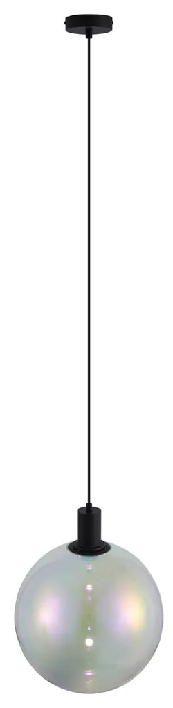 Дизайнерска висяща лампа черна с дъгово стъкло 35 см - Mallon
