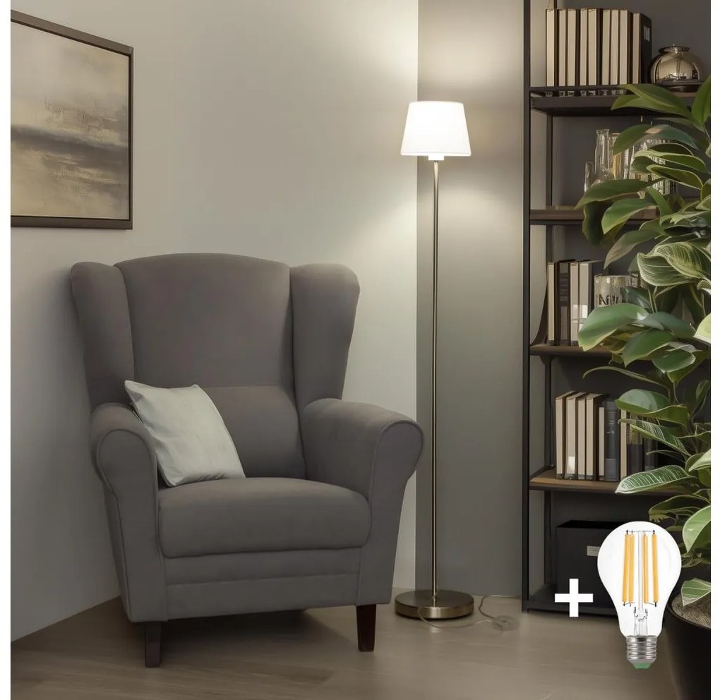 Brilagi - LED подова лампа CERIA 1xE27/40W/230V Ø 20,5 см бяла/матов хром