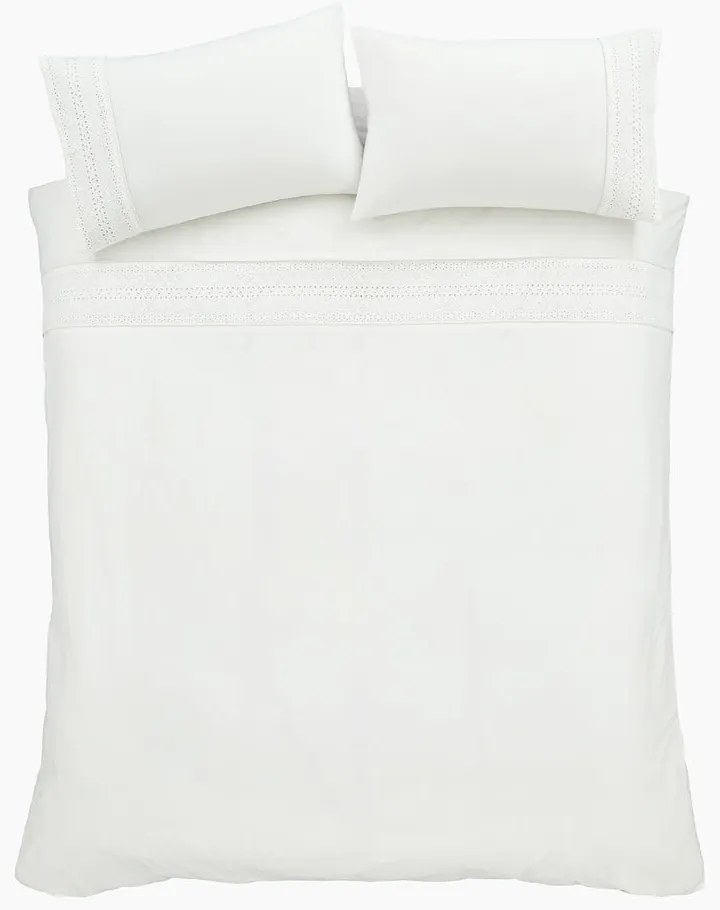 Бяло единично спално бельо 135x200 cm Broderie Anglaise – Catherine Lansfield
