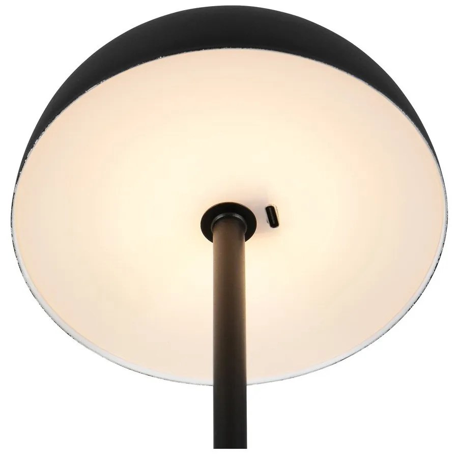 Матово черно LED настолна лампа с метален абажур (височина 21 cm) Munoz – Trio