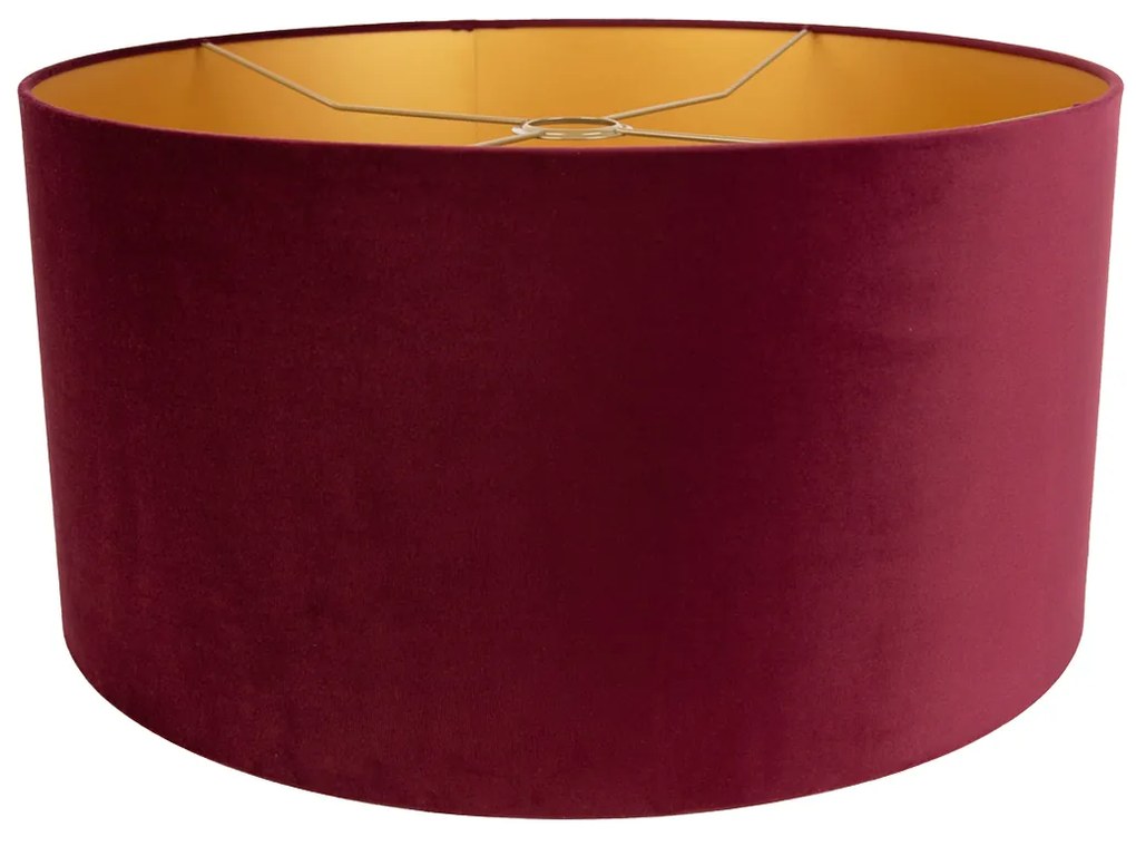 Кадифен абажур червен 50/50/25 със златист интериор