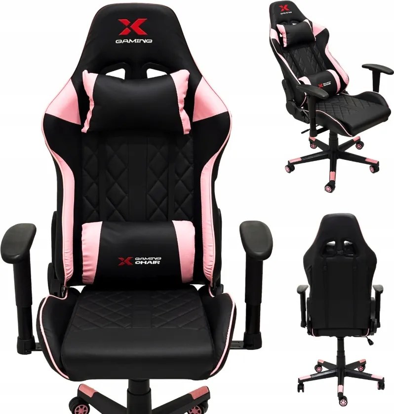 Геймърски стол Xgaming Xcom2 - черен и розов