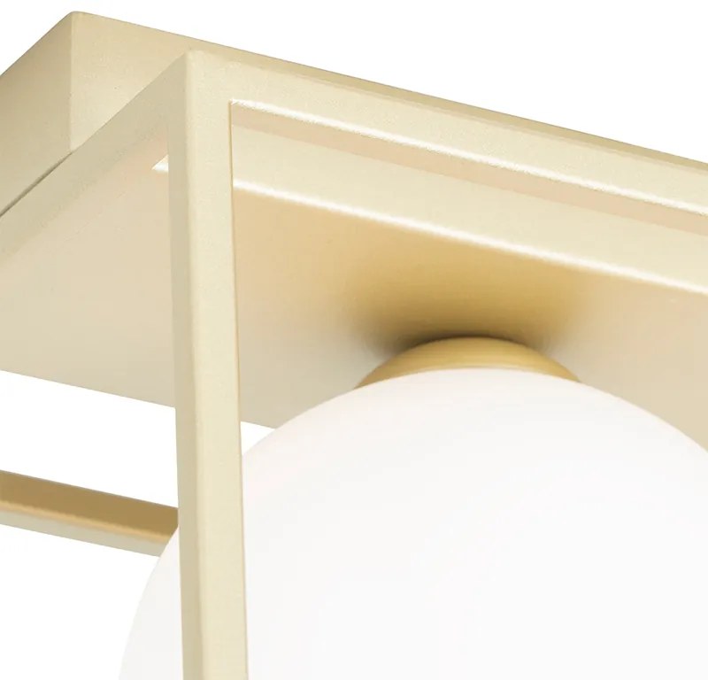 Дизайнерски плафон златен с бяло стъкло 2-светлина - Aniek