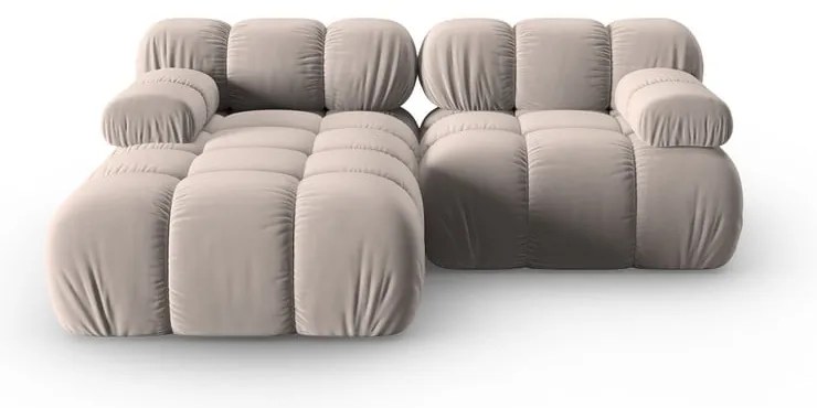 Светлокафяв кадифен модулен ъглов диван (ляв ъгъл) Bellis – Micadoni