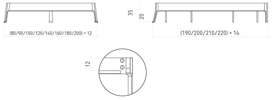 Двойно легло 140x200 cm от масивен дъб в естествен цвят Twig – The Beds