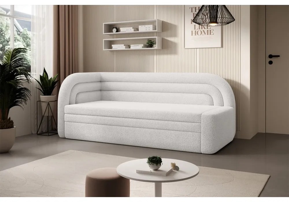 Кремав разтегателен диван с място за съхранение от букле ляв ъгъл 223 cm Fabillo – ELTAP