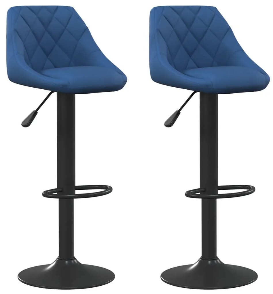 335353 vidaXL Бар табуретки, 2 бр, сини, кадифе