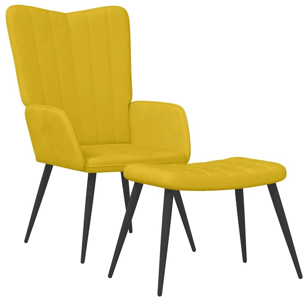 327695 vidaXL Релаксиращ стол с табуретка, горчица жълто, кадифе