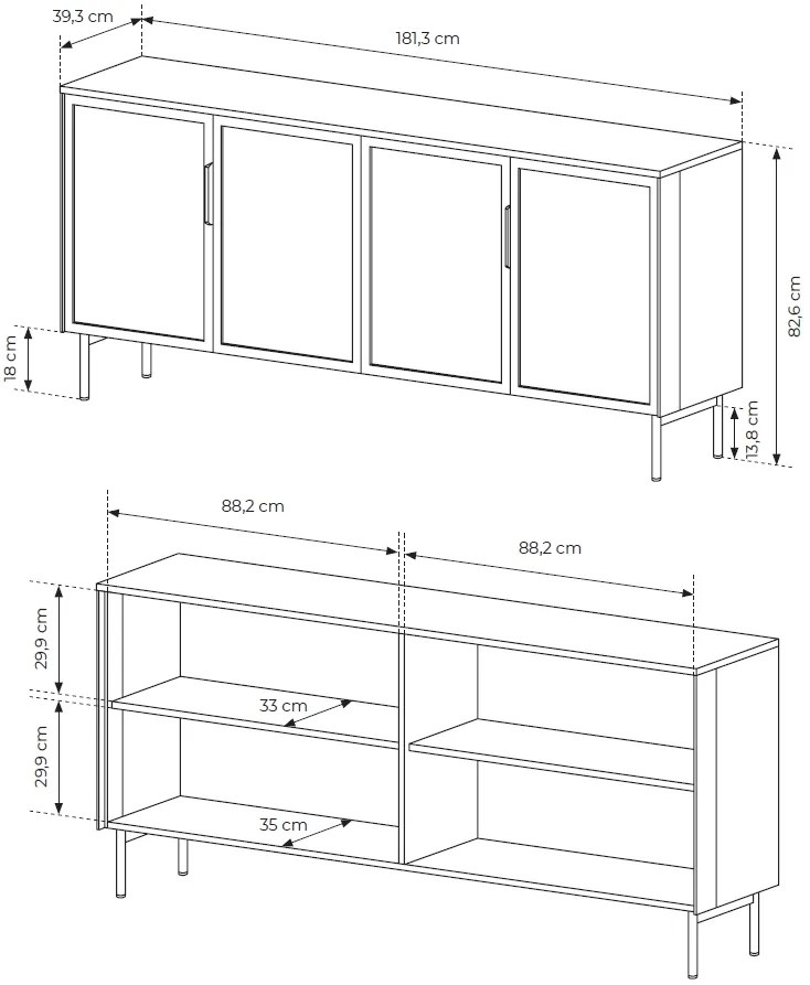 Бюфет Luminus 4D-Кафяв