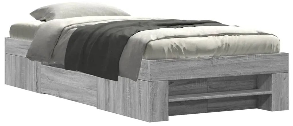 3295532 vidaXL Рамка за легло, сив сонома, 75x190 см, инженерно дърво