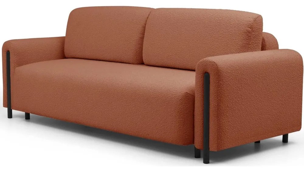 Теракотен разтегателен диван с място за съхранение от букле 244 cm Arcadova – ELTAP