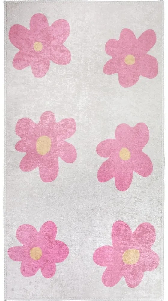 Детски килим подходящ за пране розово и цвят слонова кост 160x230 cm Cute Flowers Pink – Vitaus