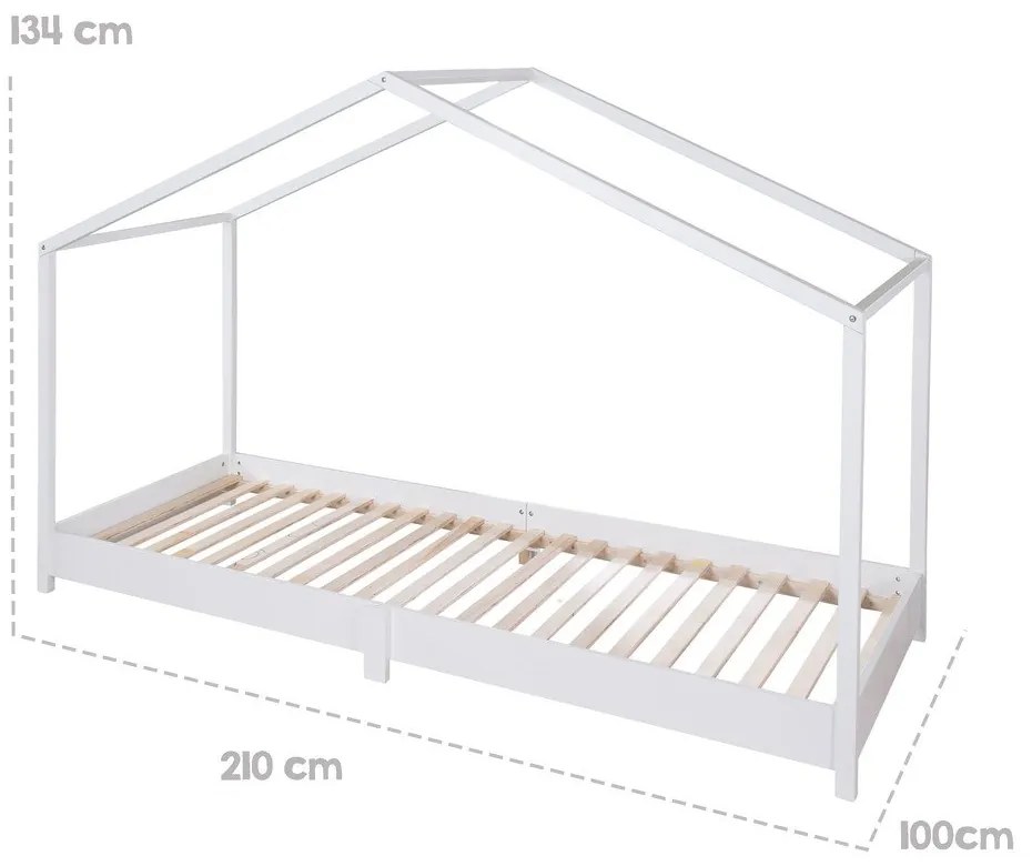 Бяло детско легло тип къща 90x200 cm Montessori – Roba