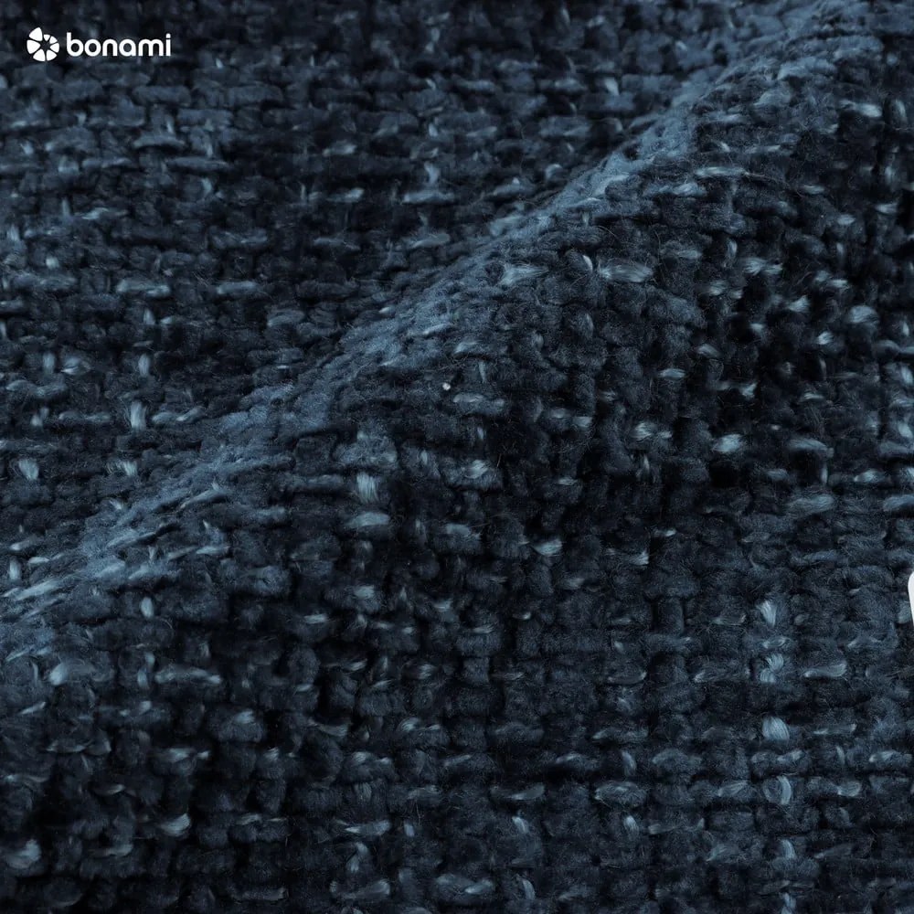 Тъмносиньо тапицирано двойно легло с място за съхранение и решетка 180x200 cm Bellis - Micadoni Home